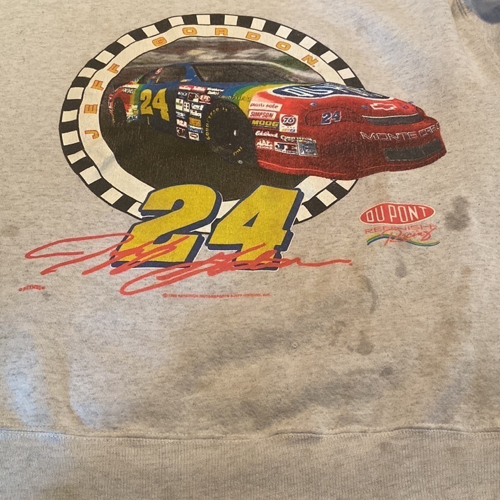 Vintage 90’s Jeff Gordon Thrashed Sweatshirt Gray L - Picture 12 of 15